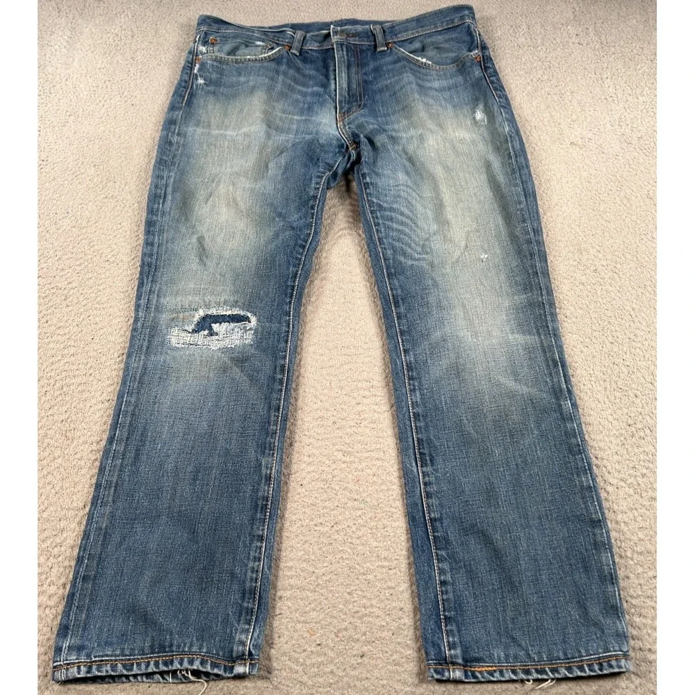Levis 511 Jeans Men's 36x26 Blue Denim Straight Leg Distressed Workwear‎ Faded